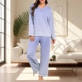 thumbnail image 5 of cocolona Womens Gradient Color Pajama Sets Long Sleeve Tops and Long Pants Fall 2 Piece Lounge Outfits Casual Loose Sleepwear, 5 of 7