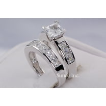 3.25ct Princess Cut Bridal Wedding Engagement Ring Diamond Simulated 925 Sterling Silver Anniversary Ring SKU:00137