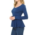 thumbnail image 3 of SSOULM Women's Long Sleeve Stetchy Knit Ruffle Hem Peplum Blouse Top with Plus Size, 3 of 5
