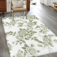 thumbnail image 4 of 3x5 Area Rugs, Sage Green Flower Non-Skid Rubber Backing Large Rectangle Rugs - Living Room Bedroom Home Office, Vintage Country Rose Leaf Floral Indoor Floor Mat Carpets Washable Rug, 4 of 9