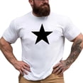 thumbnail image 1 of TSADFHJI Chemises pour Hommes Manches Longues Motif Étoile Simple Mode Manches Courtes Col Rond T-Shirt m Blanc, 1 of 4