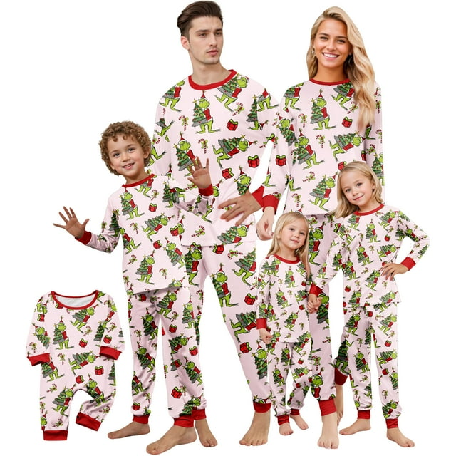 High-quality Grineehy Christmas Matching Family Pajamas Christmas Onesie, Cute Pajamas for Family Women Men Couples, Christmas Clothes for Family Pictures Men M