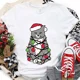thumbnail image 2 of Camiseta con luces navideñas para mujer, camisetas con estampado gráfico de gato bonito, camisetas de manga corta, ropa de calle divertida, camiseta de marca, ropa femenina, 2 of 5