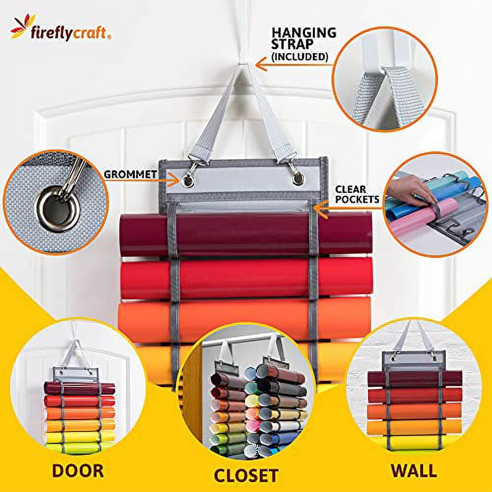Firefly Craft Storage Organizer Vinyl Roll Holder - Craft Organizer Vinyl  Storage Rack - Hanging Closet, Wall, Studio, or over the Door Organizer for  Any Room - Cricut Accessories - 48 Compartments 