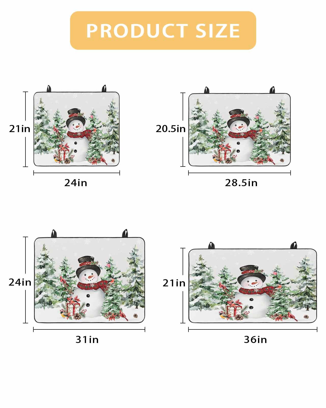 Large Induction Cooktop Protector Mat Grey Christmas Stove Top Covers for Electric Stove, Snowman Xmas Trees Snowflake Birds Watercolor Decorative Stove Burner Cover Mats, Glass Top Stove Cover