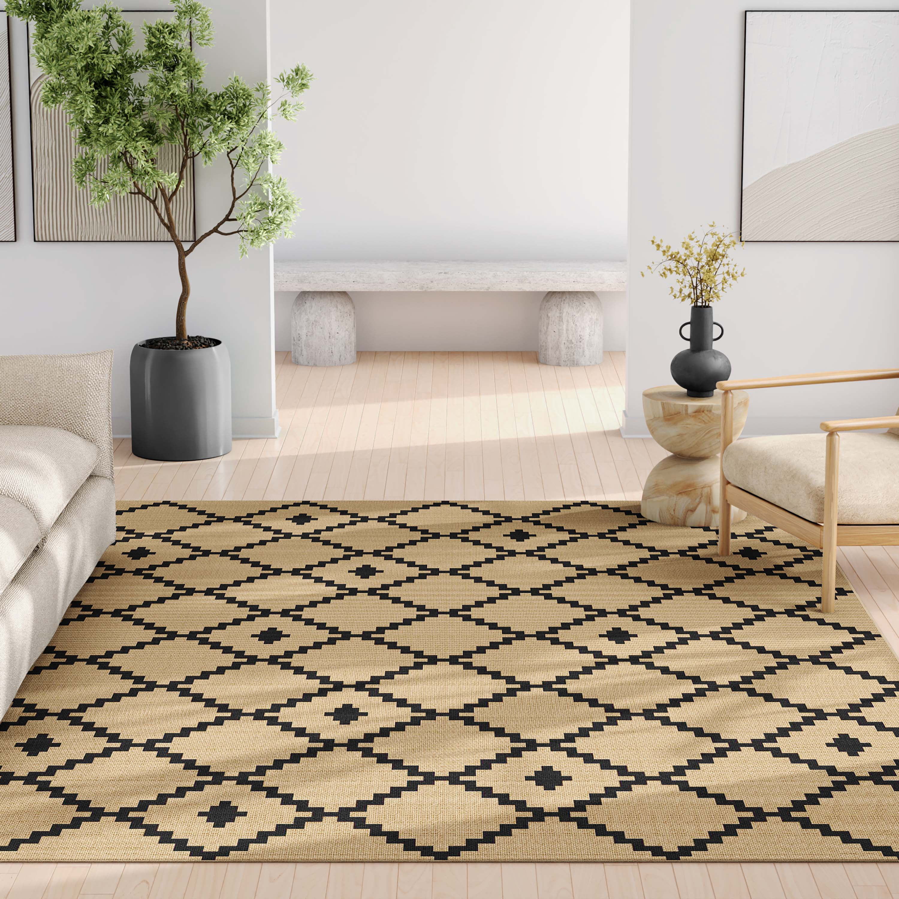 Well Woven Jute Akita Modern Moroccan Flat-Weave Black 7'10" x 9'10" Area Rug