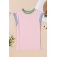 thumbnail image 4 of Pink Color Block Corded Knit Crew Neck Tee, 4 of 7