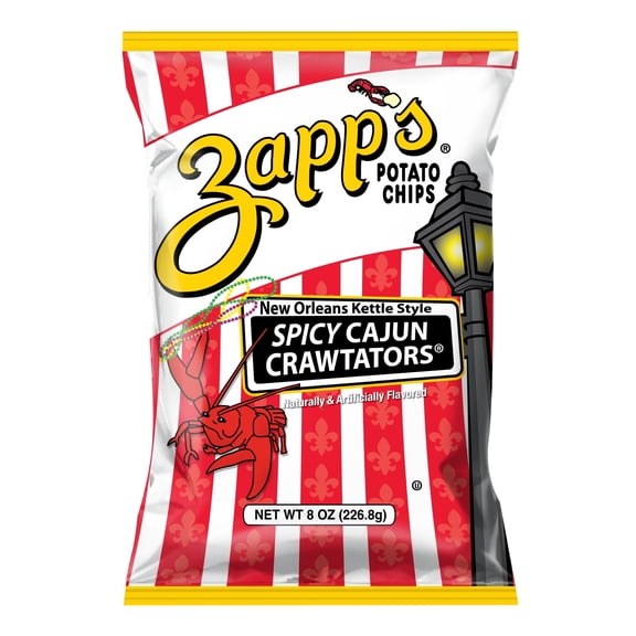 Zapp's New Orleans Kettle Style Spicy Cajun Crawtators Potato Chips, 8 oz. - Pack of 9