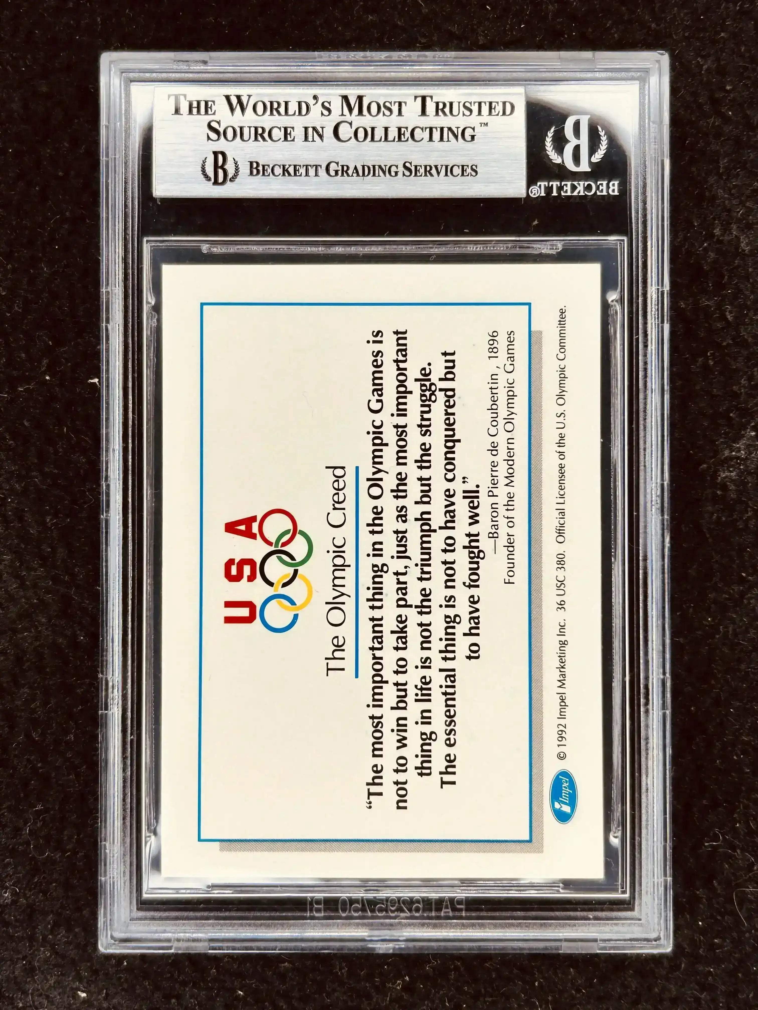 Peggy Fleming signed US Olympic gold hologram card dated 1968 BAS certified