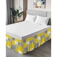 thumbnail image 4 of Yellow Grey Bed Skirt King Size, Rustic Mottled Oil Painting Abstract Texture Wrap Around Bed Skirting with Adjustable Elastic Strap, Dust Ruffled Pleated Bedskirts 18 Inch Drop for Bedroom King Beds, 4 of 9