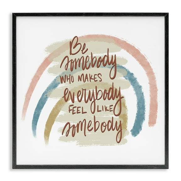 Stupell Industries Inspirational Be Somebody Text & Numbers Painting Black Framed Art Print Wall Art, 12 x 12