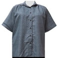 thumbnail image 1 of A Personal Touch Women's Plus Size Short Sleeve Button-Up Print Blouse with Pleats - Grey Wreath - 2X, 1 of 3