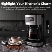 Gevi 12-Cup Drip Coffeemaker with Strong Brew Selector, 24-Hour Programmable Timer, Stainless Steel Finish