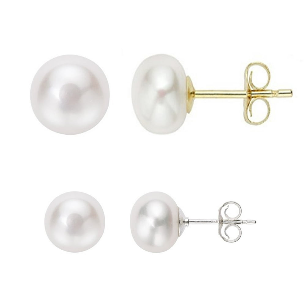 Pearlyta - Pearlyta 14K Yellow Gold Button Freshwater Button Pearl ...