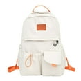 thumbnail image 1 of Woman Backpack Contrast Color Fashion Travel Bookbags for Outdoor Sport (White), 1 of 7