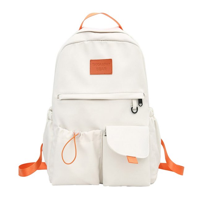 Woman Backpack Contrast Color Fashion Travel Bookbags for Outdoor Sport (White)