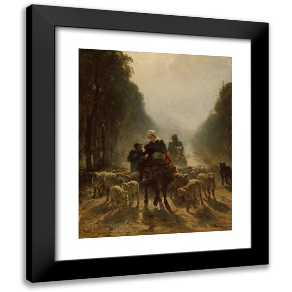 Constant Troyon 12x14 Black Modern Framed Museum Art Print Titled - The Road to Market (1858-59)