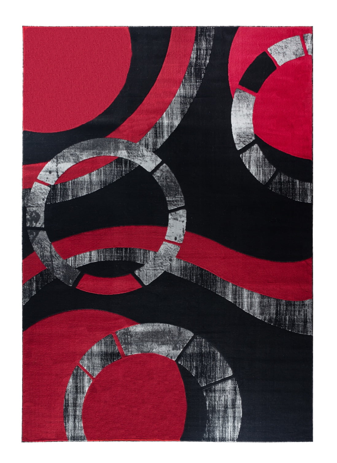 RUG AND DECOR Newport Collection Modern Abstract Design Area Rug Red
