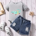 thumbnail image 2 of Baby Boys Shorts Outfit Set Short Sleeve Tops with Cartoon Print and Denim Shorts Set Toddler Boy Summer Clothes, 2 of 6