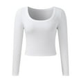 thumbnail image 4 of SNKSDGM Casual Easter Shirts Plus Size Tops for Women Summer Women Long Sleeve Backless Crop Tops Square Neck Bodycon Shirts Cut Out Pullover Streetwear Going Out Tops for Women Sexy College, 4 of 7