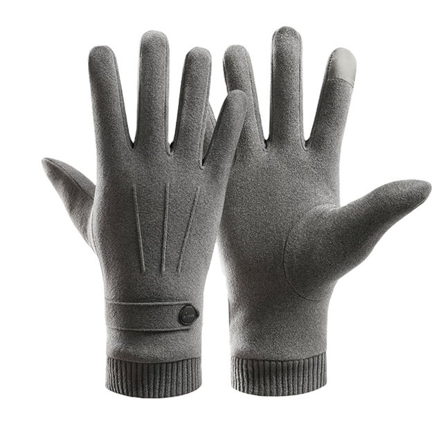 Jumpingount 1 par de guantes cálidos para hombres y mujeres, guantes de punto para pantalla táctil a prueba de viento para adultos, accesorios de ropa para guantes y mitones Gris Jumpingount AP013190-01