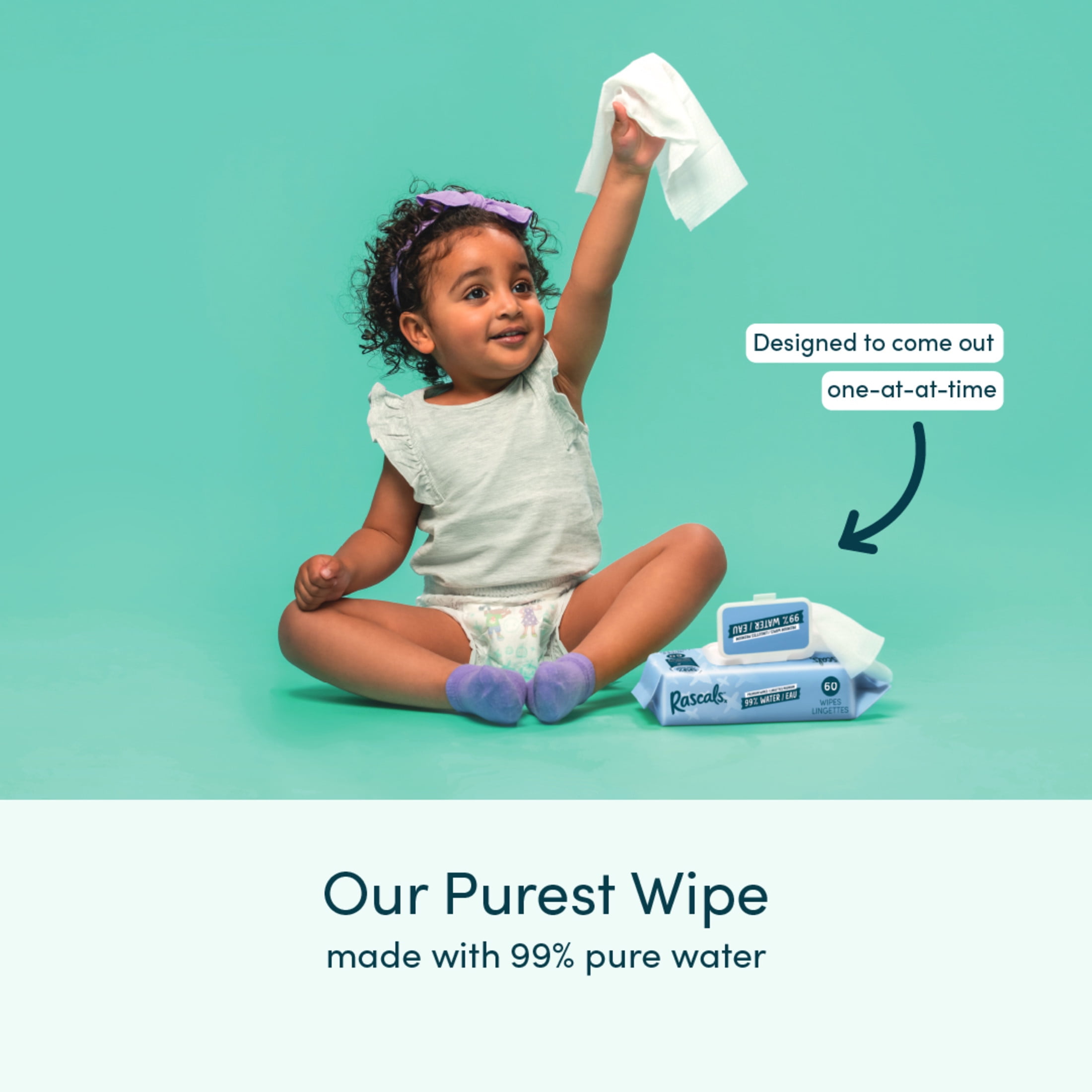 Rascals Lingettes pour bébé Rascals 99 % eau, 480 ct Éssentiel pour bébé, utilisation quotidienne