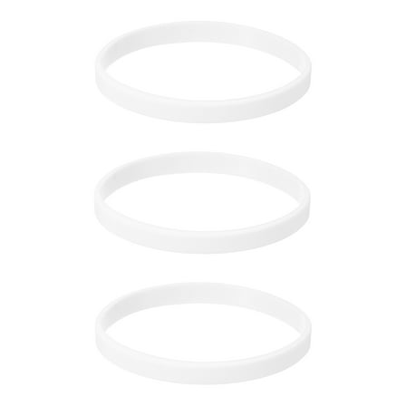 3pcs Plain Silicone Wristbands 7 Inch Circumference 1/4 Inch Width, White