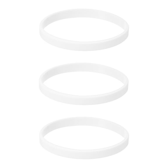 3pcs Plain Silicone Wristbands 7 Inch Circumference 1/4 Inch Width, White