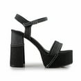 thumbnail image 2 of Women's Black Denim Chunky Heel Platform Sandals, 2 of 2