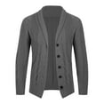 thumbnail image 3 of Zedker Men's Cardigan Sweaters Casual Wool Blend Long Sleeve Shawl Collar Buttons Down Cable Knit Sweater Gray M, 3 of 7