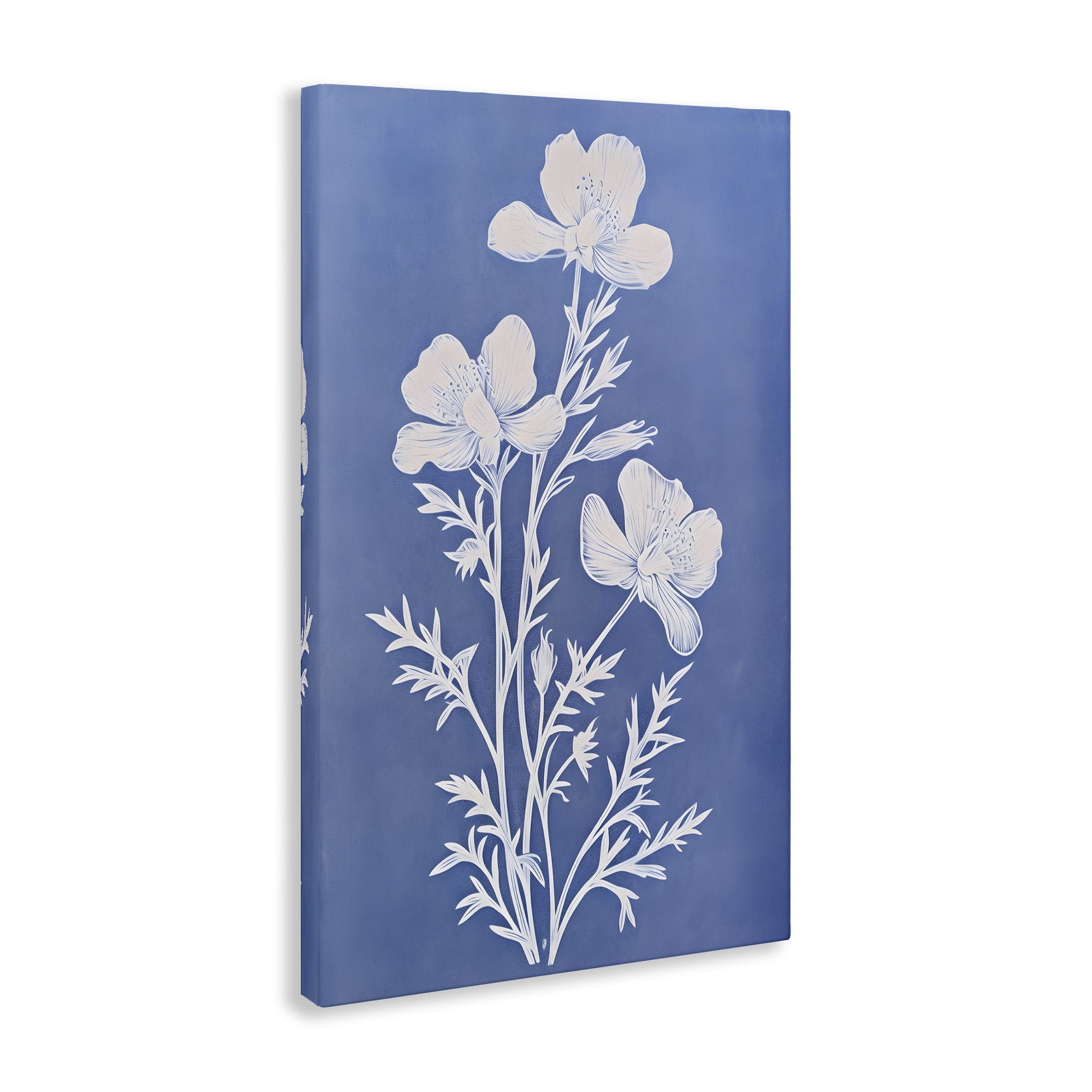 Stupell Industries Cerulean Blue Blooms Botanical & Floral Painting Gallery Wrapped Canvas Art Print Wall Art, 30 x 45