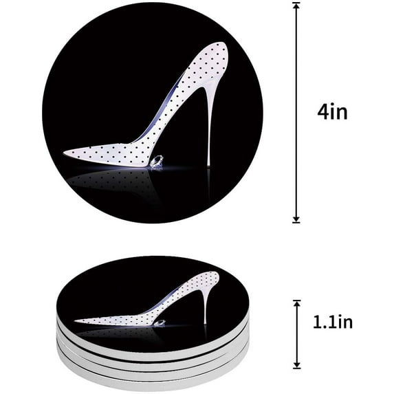 FMSHPON High Heels Set of 8 Round Coaster for Drinks, Absorbent Ceramic Stone Coasters Cup Mat with Cork Base for Home Kitchen Room Coffee Table Bar Decor