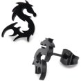 thumbnail image 1 of HSHDLDF Boucles d'Oreilles Clous à Tige Dragon Noir en Acier Inoxydable, 1 of 3