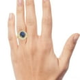 thumbnail image 5 of Pompeii 6 1/5 Ct Huge Diamond Oval Blue Sapphire Diamond Double Halo Ring Yellow Gold, 5 of 6