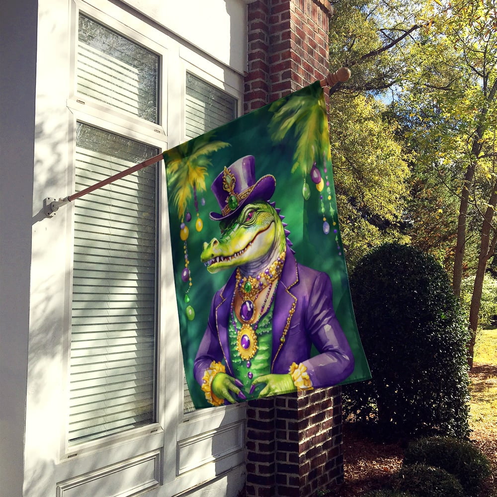 Alligator King of Mardi Gras House Flag 28 in x 40 in