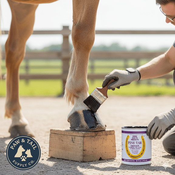 Farnam Pine Tar Hoof Care 32 oz. Antiseptic Moisture Prevents Cracks Horses