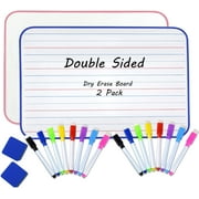 Small Dry Erase Board for Kids, White Board for Student, 2 Set 11.8" x 8.2" Durable PVC Edge Lap Board with Markers