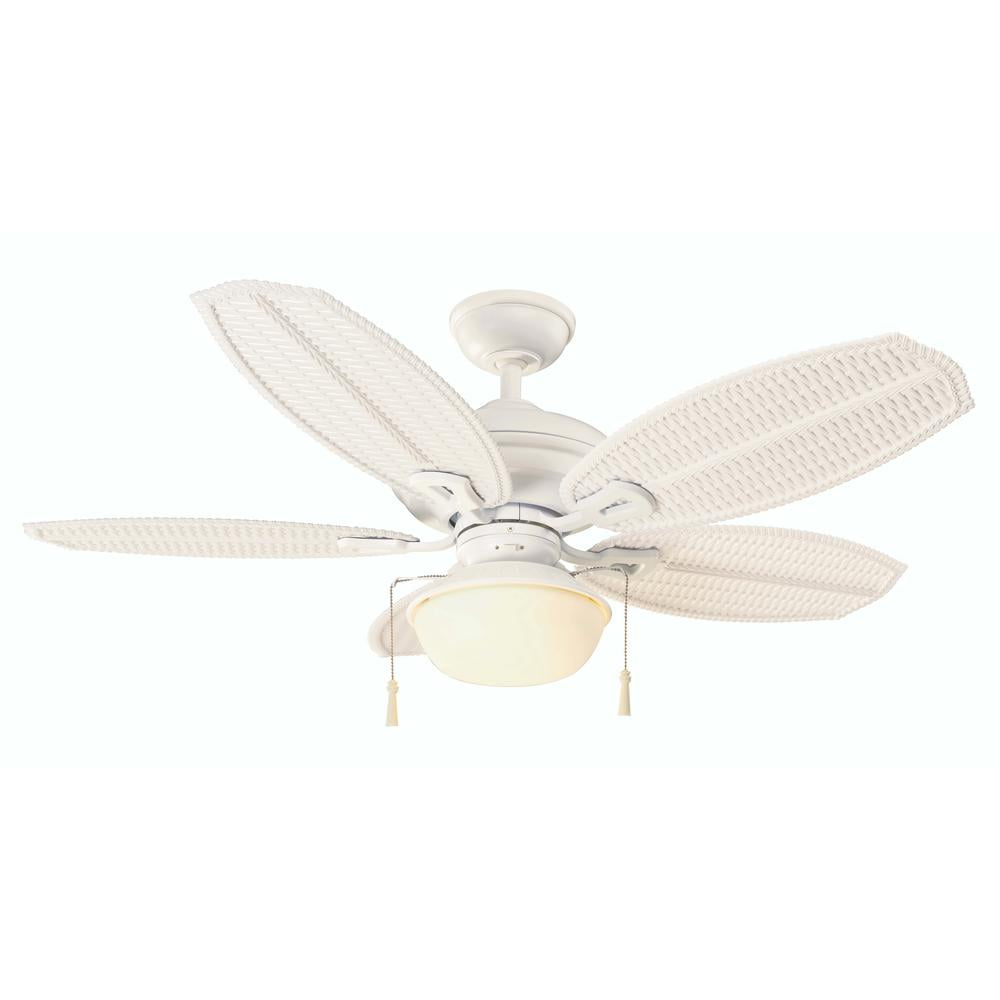Hampton Bay Roanoke 48 in LED Indoor/Outdoor Matte White Ceiling Fan 