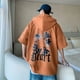 thumbnail image 4 of Camiseta de manga corta con capucha de piel de ciervo para hombre, Top de media manga versátil, marca de moda de verano, 4 of 4