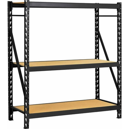 Muscle Rack 60"D x 18"W x 86"H 3-Shelf Welded Steel Storage Rack, 3600 lb Capacity, Black