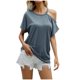thumbnail image 1 of Camisas con hombros descubiertos y cuello redondo liso de verano para mujer, blusas informales holgadas de manga corta, regalo para mujer Fridja  ghk5024, 1 of 3