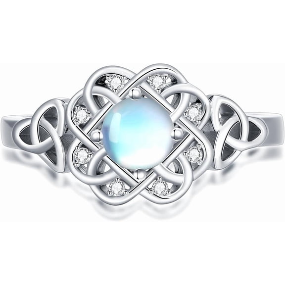 SOULMEET 925 Sterling Silver Moonstone Moissanite Fashion Engagement Ring Women's Jewelry