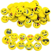 Yellow 1 Inch Fun Emoticon Smiley Face Round Erasers (72 Pack) 1". Fidget Fun Rubber Erasers. Games Home School Work Incentive