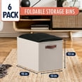 thumbnail image 2 of Ornavo Home Foldable Collapsible Storage Box Bins Linen Fabric Shelf Basket Cube Organizer with Leather Handles - Set of 6 - 13 x 15 x 13 - Beige, 2 of 6