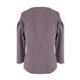 thumbnail image 5 of Tittly T Shirts for Women Tshirts Shirts Women's Spring New Women's Clothing Casual Loose Fashion Long Sleeve Cotton Linen Round Neck Shirt Long Sleeve T Shirt V Neck T Shirts Basic Tees Purple M, 5 of 5