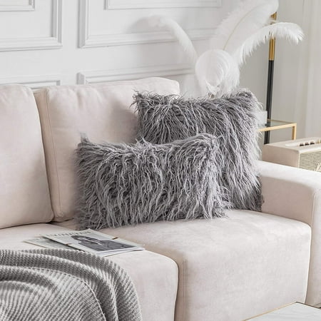 Favorite Dark Grey Throw Pillow Covers Decorative Fur Oblong Case Rectangle Cushion Cover 2 Pcs 12x20 Inches 30x50cm Canada Favorite Dark Grey Throw Pillow Covers, Dark Grey Sofa Cushion Covers