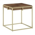 thumbnail image 2 of Weston Home Mako Modern Square Wood Top End Table with Gold Metal Base, Natural Finish, 2 of 7