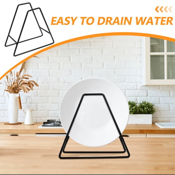 FRCOLOR Plate Organizer for Cabinet Kitchen Counter Dish Rack Holders Black