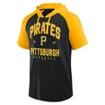 thumbnail image 2 of Men's Logo Athletic Black Pittsburgh Pirates Prime Raglan Short Sleeve Hoodie T-Shirt, 2 of 3