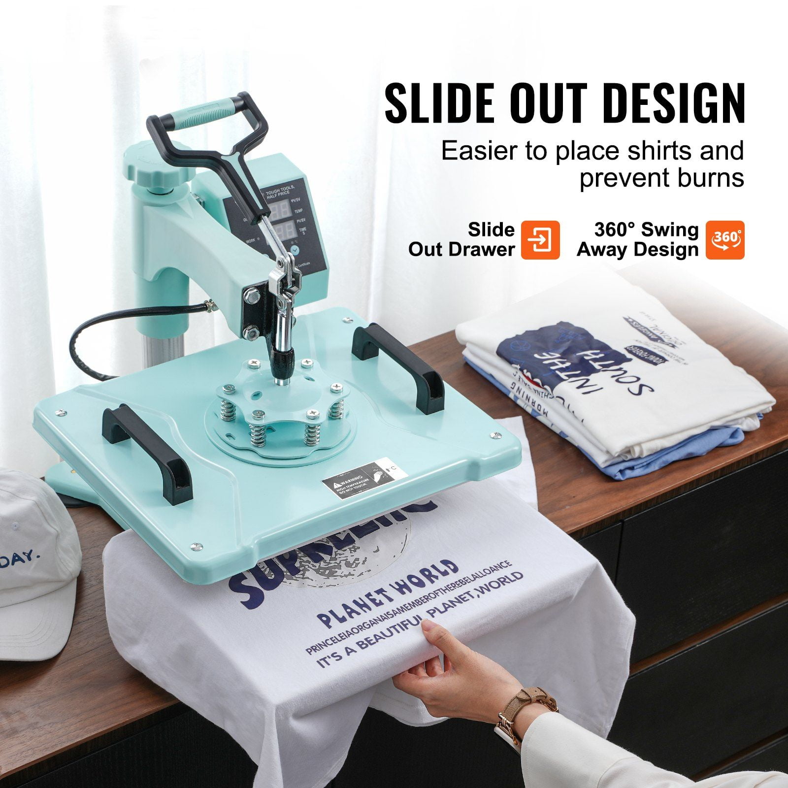 Heat Press Machine 12x15 in 2 in 1 Heat Transfer Machine for T-Shirts Hats